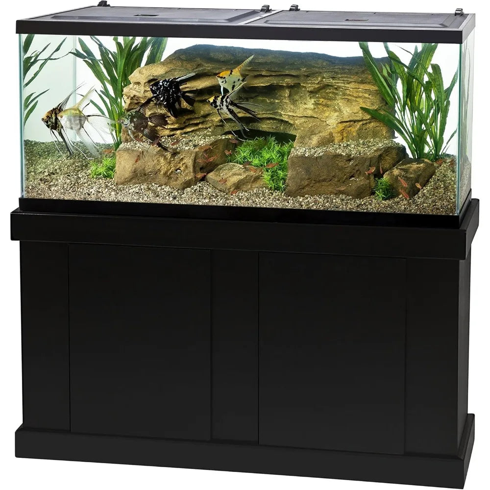 55 Gallon Aquarium Kit with Fish Tank Fish Net Fish Food Filter Heater and Water Conditioners