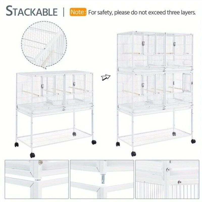 41.5’’ Stackable Wide Bird Cage for Small Birds Lovebirds