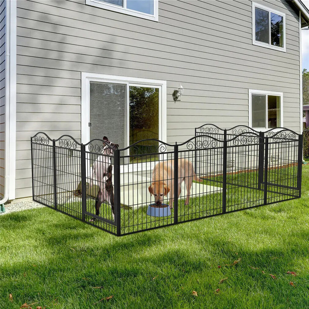 Heavy Duty Metal Dog Playpen Foldable 8 Panels with Gate for Indoor Outdoor