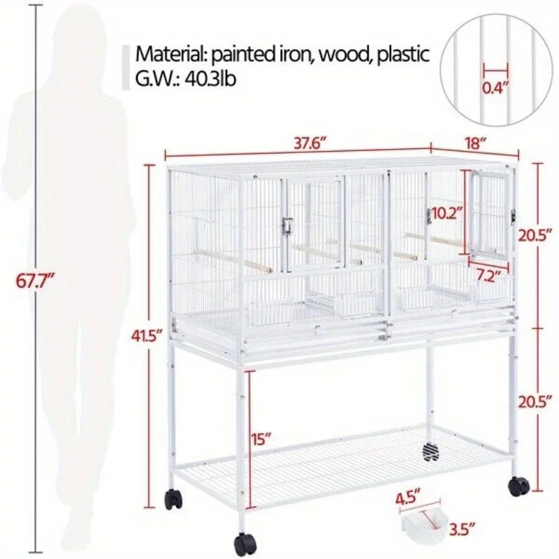 41.5’’ Stackable Wide Bird Cage for Small Birds Lovebirds