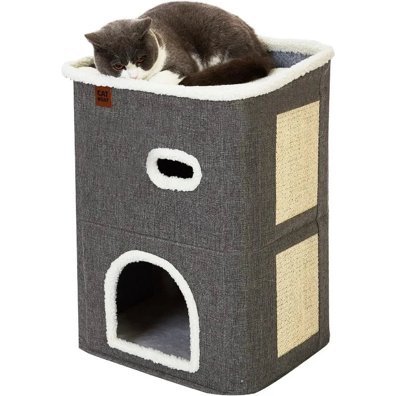 2-Story Cat House for Indoor Cats Bed