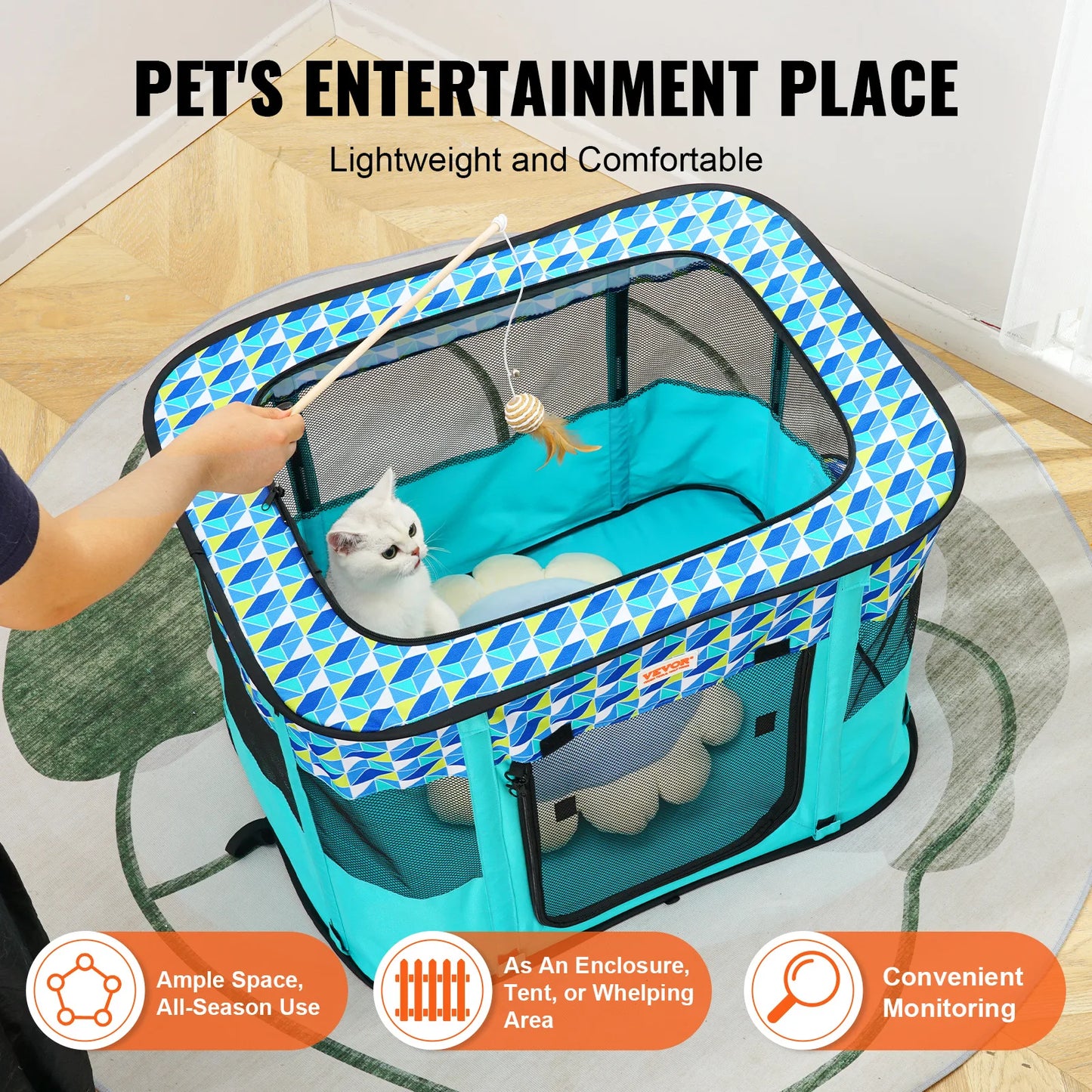 VEVOR Portable Foldable Pet Playpen Tent Crate Kennel Waterproof Puppy Shelter for Dog Cat Cages Indoor Outdoor Travel Camping