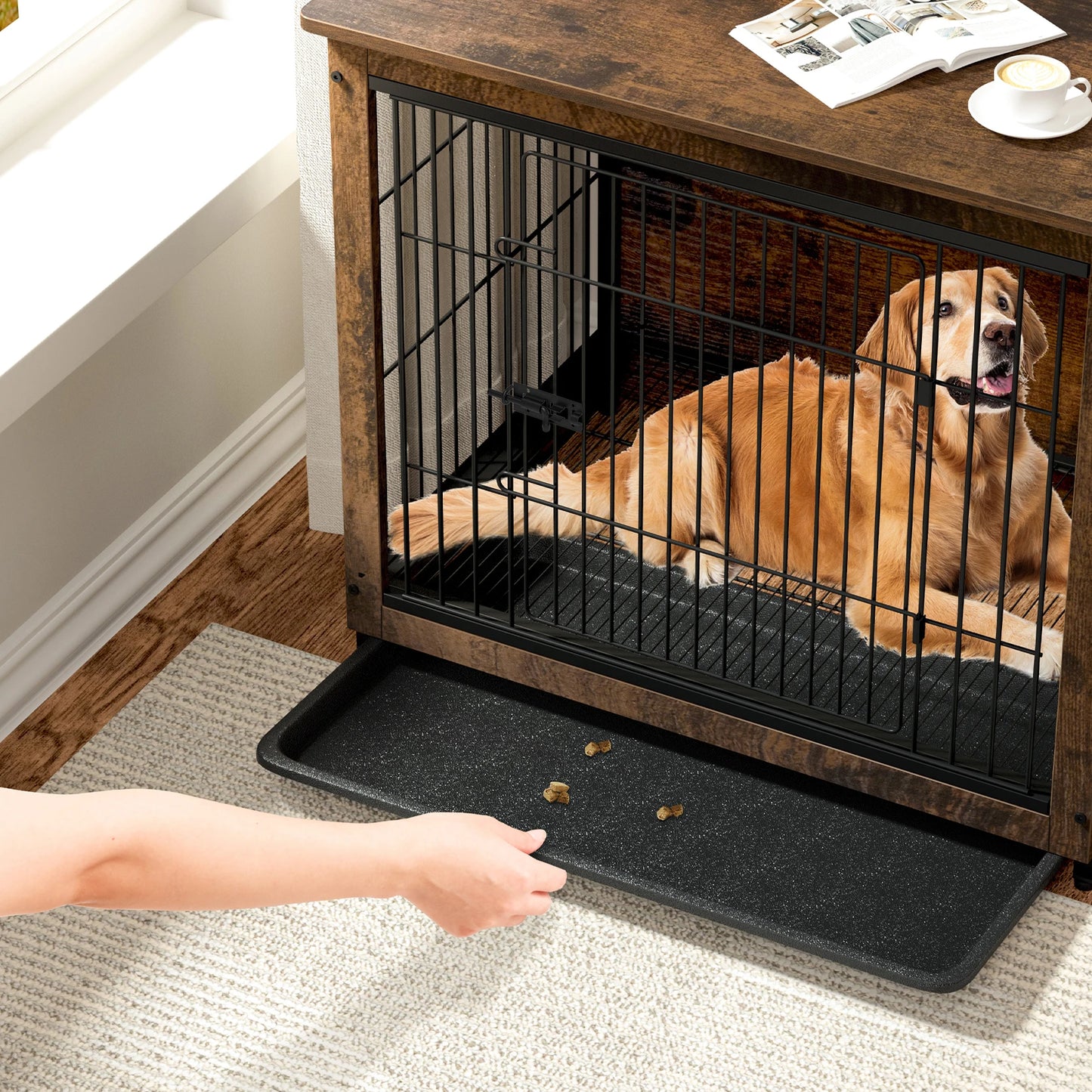 Spacious Dog Cage Furniture End Table Indoor Wooden