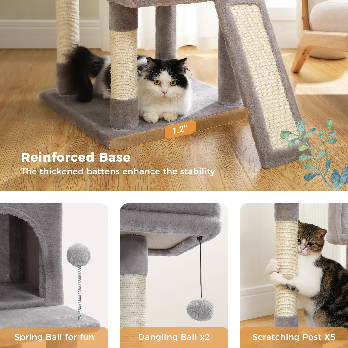 Multi-Level Cat Tree For Cats With  and Perches  Scratch Board