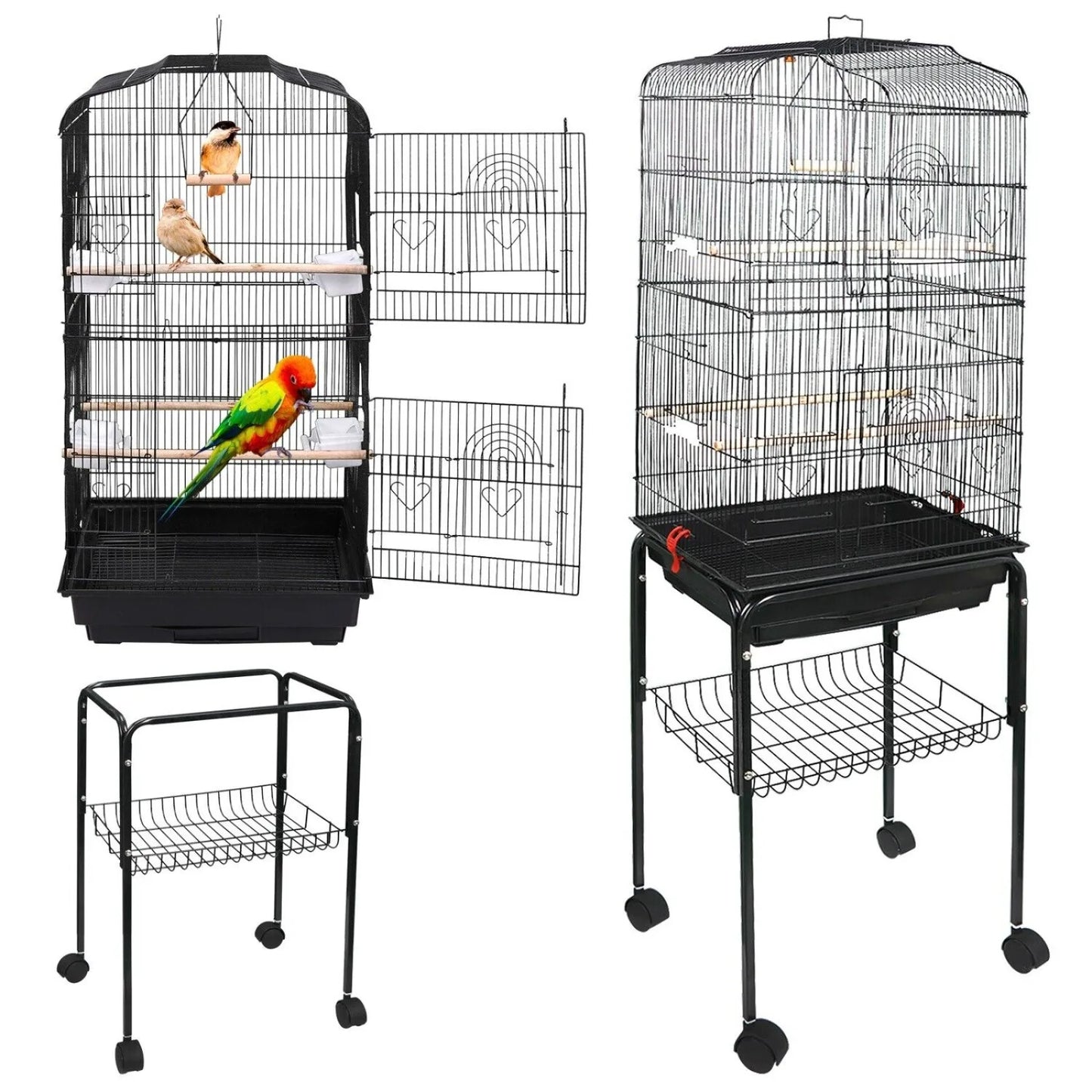 59'' Bird Cage with Rolling Stand Cockatiel Parakeet Finch