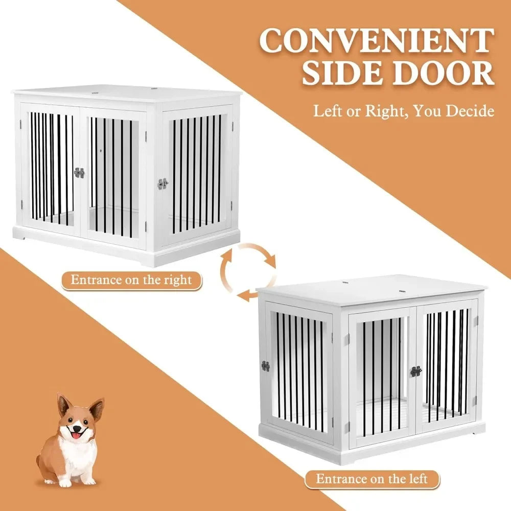 Dog Crate, Kennel with Cushion for Small and Medium Dogs and Kennel with Flip-top Plate, Chew Proof Metal Bars