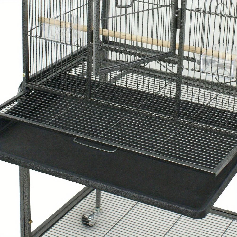 Bird cage steel for parrots with rolling brackets